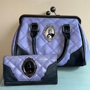 Nightmare Before Christmas Jack & Sally Purple & Black Hand Purse Clutch Wallet!